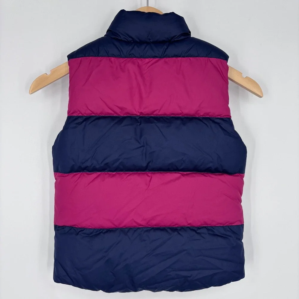Polo Ralph Lauren Reversible Down Puffer Vest Girls Size 7 Pink Navy Blue Crest